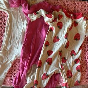 Strawberry Print and Solid Baby Onesies